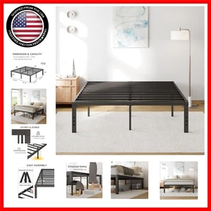 Durable 18-Inch Metal Bed Frame with Storage - Stylish and Noise-Free Design - Picture 1 of 11