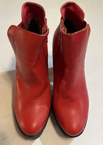 Allegra K Booties Damen 7 rot Kunstleder Plateau seitlicher Reißverschluss gefüttert Schuhe - Bild 1 von 18