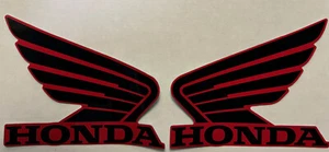 Honda OEM NOS 130mm Mark Wing Decal Black & Red for ATV Rincon, Foreman, Etc - Picture 1 of 3