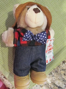 1986 WENDY'S FURSKIN BEAR FARRELL ORSACCHIOTTO DI NATALE NOS CON ETICHETTE E BORSA!! - Foto 1 di 4