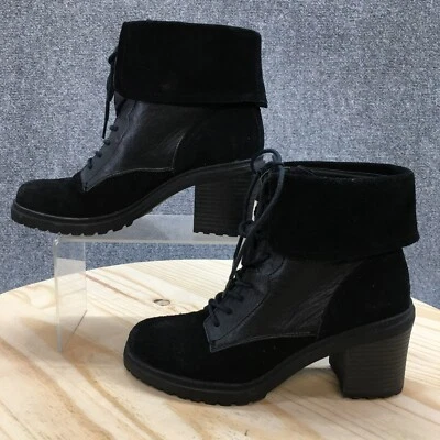 Kenneth Cole Reaction Boots Womens 7M Rocky Me Bootie Black Leather Lace Up - Image 1 of 4