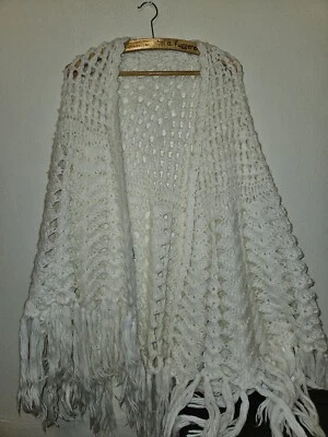 Mantón/capa vintage de ganchillo a mano A Specialty House, Japón, blanco marfil talla única Foto 1 de 4