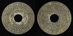 Morocco ND Copper-Nickel 1921 25 Centimes  Toned Y# 34.1 (27 624) - Picture 1 of 3