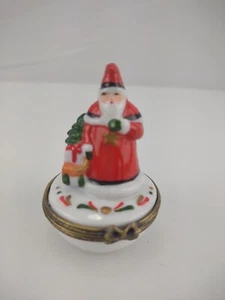 Anillo de baratija con bisagras regalo de Navidad de Papá Noel de cerámica de 2,2" joyería medio oeste - Imagen 1 de 10