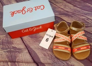 Cat and Jack Girls Toddler Sandals Size 6 Gold/Perlyn Boho Style-NIB - Picture 1 of 6