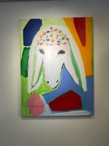 Menashe Kadishman OBRA ORIGINAL "oveja" de 1985 - óleo sobre lienzo - Imagen 1 de 8