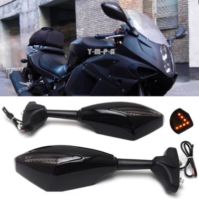 LED Turn Signals Rearview Mirrors Integrated Indicator For Hyosung GT250R GT650R - Image 1 of 4