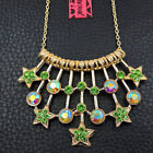 Betsey Johnson AB Crystal Lucky Star Gold Pendant Choker Necklace Free Gift Bag