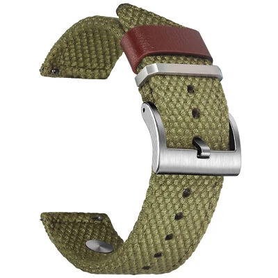 Correa de reloj de lona remachada extra larga XL 20 mm 22 mm para hombre correas de liberación rápida Foto 1 de 4