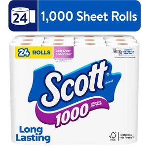 Scott 1000 Toilet Paper, 24 Rolls, 1,000 Sheets per Roll - Picture 1 of 12