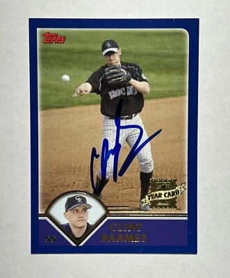 Tarjeta Topps 2003 autógrafo firmado por Clint Barmes Colorado Rockies Foto 1 de 2