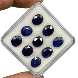 9 Pcs Natural Blue Sapphire 7.6mm-8mm Oval Cut Loose Gemstones Lot 23.50 Cts - Picture 1 of 11