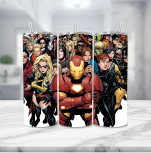 Vengadores Iron Man Marvel Vaso Acero Inoxidable/Metal Pajita 20 OZ Brazos Plegables - Imagen 1 de 4