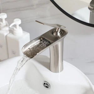 Grifo cepillado de un solo orificio/manija para lavabo de lavabo de baño con escobilla - Imagen 1 de 12