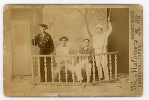 Navy Sailor & Other Men Nagasaki Japan Cabinet Card K. Matsuo Studio Portrait - Picture 1 of 3