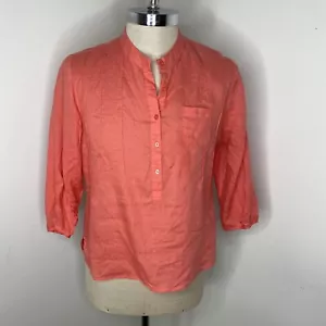 Alexandra Bartlett tunica donna top blusa lino camicia look a strati corallo XL - Foto 1 di 6