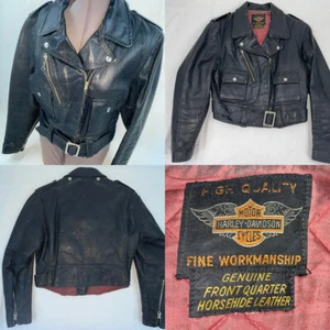 VTG 50S WOMENS S HARLEY DAVIDSON CYCLE QUEEN HORSEHIDE LEATHER MOTORCYCLE JACKET - Picture 1 of 18