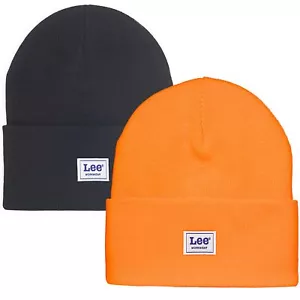 Lee Workwear Men's Soft and Warm One Size Fold Up Cuff 2pk Beanie (Orange/Jet - Picture 1 of 6