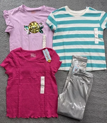 Lote de 4 camisetas y leggings Cat & Jack niñas jóvenes grandes 10/12 manga corta Foto 1 de 4