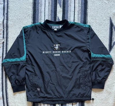 Jersey cortavientos Anaheim Mighty Ducks hockey CCM se adapta a lo grande Foto 1 de 4