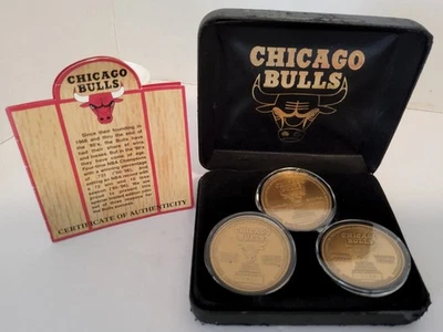 Juego de monedas de bronce Highland Mint Chicago Bulls Jordan/Rodman/Pippen 1996 - certificado de autenticidad Foto 1 de 4