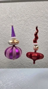 2 Vintage Joint Jointed Glass Christmas Ornament Santa's  - Picture 1 of 7