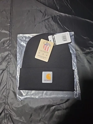 NUEVO Sombrero de Acrílico Carhartt Para Hombre A18-BLK - Gorro Tejido Talla Única con Puños - Negro Foto 1 de 4