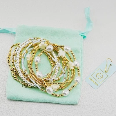 Enewton White Beaded Pearl Cross 12pcs  Set  Bracelet Stack Gold Filled - Image 1 of 4