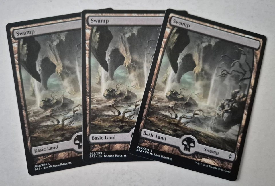 Magic The Gathering - MTG - Swamp - Battle for Zendikar - Full Art x 3 - NM - Image 1 of 1