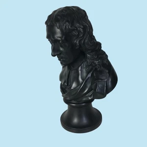 Große Wedgwood schwarze Basalt Bibliothek Büste von John Milton aus dem 19. Jahrhundert - Bild 1 von 5