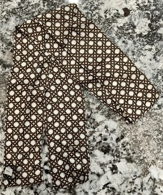 Talbots Mujer Seda Estrecha 4” x 65” Cabeza o Cuello Marrón Blanco Bufanda Usada Foto 1 de 4