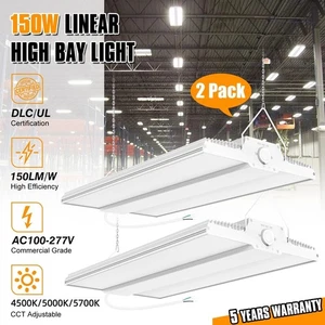 LED Linear High Bay Shop Light 2Pack 4.5K/5K/5.7K 150W Garage Warehouse GYM 120V - Picture 1 of 15