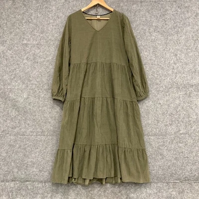 Vestido Elm Mujer Talla 12 Verde Manga Larga Pana Bolsillos Cambio Algodón 48501 Foto 1 de 4