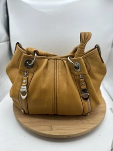 Bolso B.Makowsky HOBO Caramelo Cuero Suave Plateado Herrajes Forro Estampado Leopardo - Imagen 1 de 14