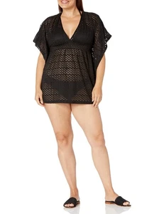 Marca Amazon - Traje de baño para mujer azul costero espalda abierta ala de murciélago negro M 8-10 - Imagen 1 de 3