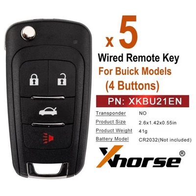 5x Xhorse Wire Remote Key for Buick Stype Flip 4 Buttons XKBU21EN for VVDI MAX - Image 1 of 4