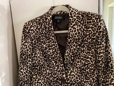 Blazer Chaqueta Mujer Kasper Leopardo Nuevo Con Etiquetas Completamente Forrada Talla 8 Marrón Negro Dorado Foto 1 de 4