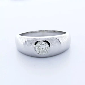 14K Gold Solitaire Mens Ring Classic 0.99 Carat Round Lab-Grown Diamond G VS2 - Picture 1 of 8