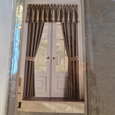 Croscill Benson Pole Top Drapery NWT Two Lined Panels w/Tiebacks Dove Grey 84x84 - Image 1 of 4