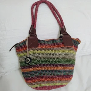 THE SAK Casual Classics Striped Crochet Shoulder Bag Colorful Boho Purse  - Picture 1 of 17