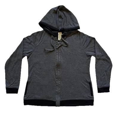 Faded Glory Hoodie L Charcoal Black Pockets Skater Grunge Full Zip Sweatshirt - Image 1 of 4