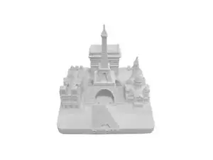 Paris City Skyline 3D Model Landmark Replica Square Matte White 4 ? Inches - Picture 1 of 1