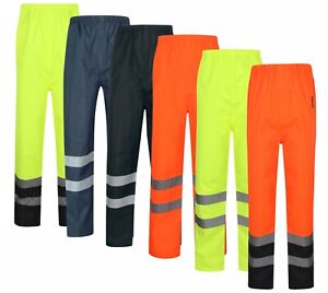 High Visibility Waterproof Over Trousers Work Wear Protective Safety Hi Viz Vis