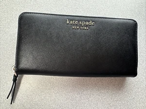 Kate Spade Wallet Black NEW NWT Billfold Coin Purse Full Zipper - Picture 1 of 6