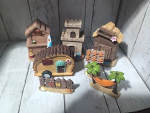 Lot Of Fairy Garden Beach Houses, Camper, Sand Castle, Hammock, Palm Trees - Picture 1 of 17