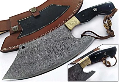 Cuchillo de cocina de acero Damasco carnicero chef cortador de verduras vaina de carne para picar Foto 1 de 4