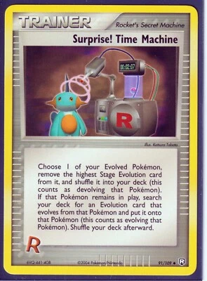 VINTAGE POKEMON EX TEAM ROCKET RETURNS-SURPRISE TIME MACHINE 91/109-REGULAR-NM/M - Image 1 of 2