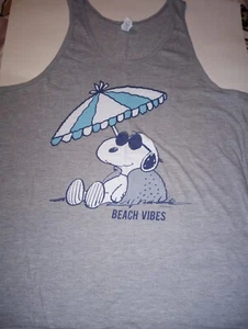 Snoopy Beach Vibes graphic tank top t-shirt gray men's Large - Picture 1 of 2