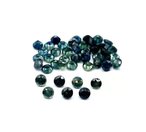 Lote de 11 piedras preciosas sueltas de zafiro verde azulado natural corte redondo 2,50 mm 1 CT - Imagen 1 de 7