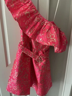 NWT $278 Lilly Pulitzer Shannie Dress Sz 8 in Pink Grenadine Gold Puff Brocade - Image 1 of 4